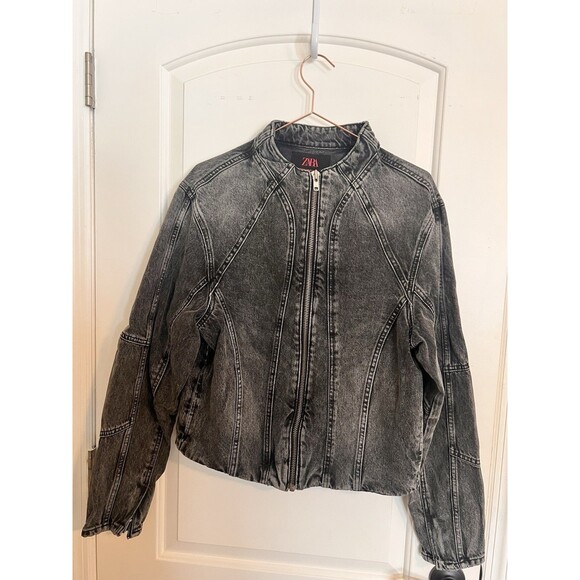 Zara Amsterdam Man Edition Denim Jean Jacket Gray Black Size S - Picture 4 of 8